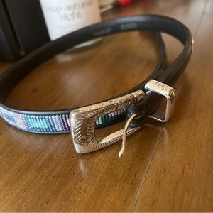 Vintage Brighton Size 28 black blue purple beaded western belt 28inches